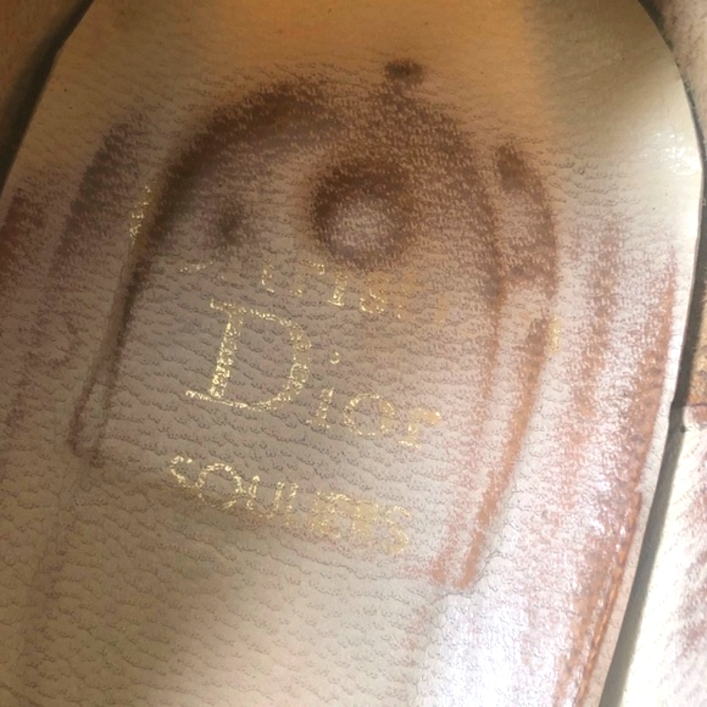 👠Christian Dior Vintage Tan Leather & Snakeskin-Textured Trim Heels -Size 7 👠 - Picture 2 of 16
